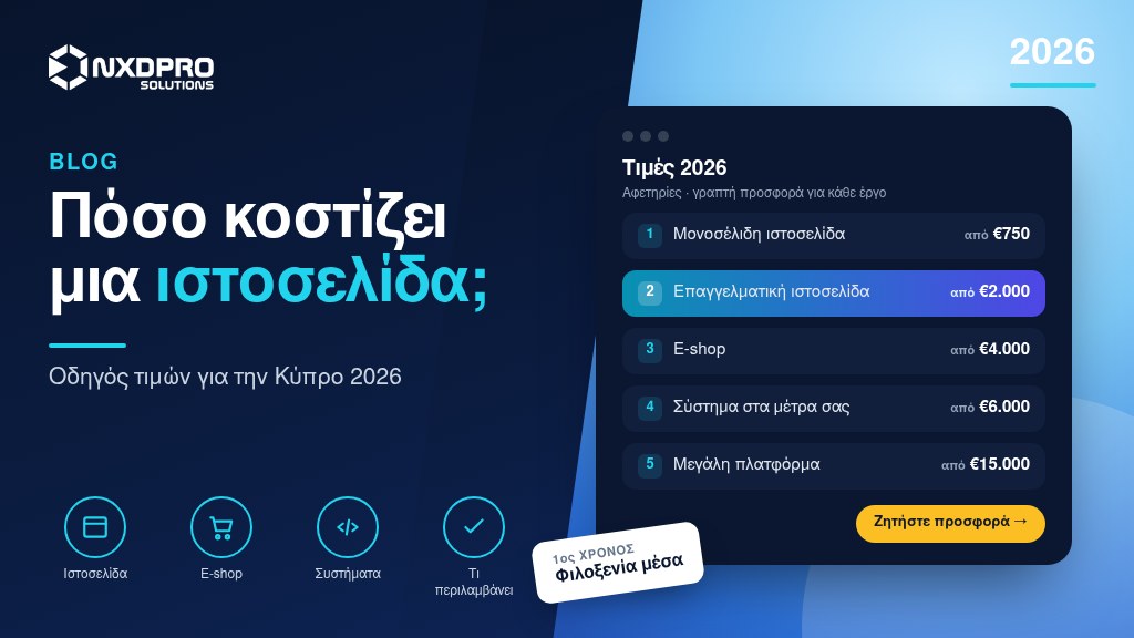 Πόσο κοστίζει μια ιστοσελίδα στην Κύπρο το 2026;