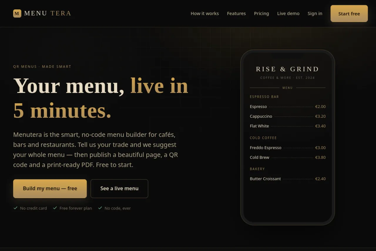 Menutera — live preview