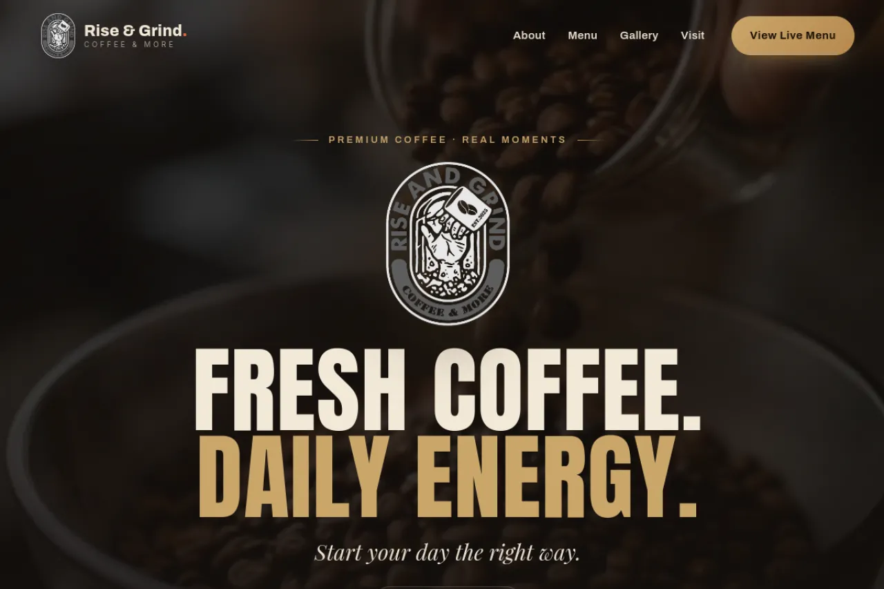 Rise & Grind — live website preview
